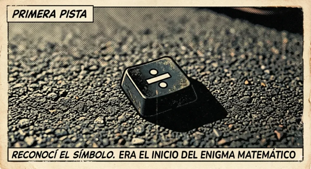 Tecla de calculadora abandonada en una pista de atletismo, parte de una anécdota escolar divertida.