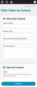 Al iniciar a configurar tu tarjeta en Profesionista.Click, pondrás tu información general.