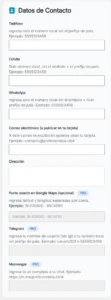 Al configurar tu tarjeta en Profesionista.Click será necesario que pongas tus datos de contacto.