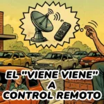 Composición de portada tipo cómic retro que integra elementos de todas las escenas, incluyendo el satélite y el control remoto.