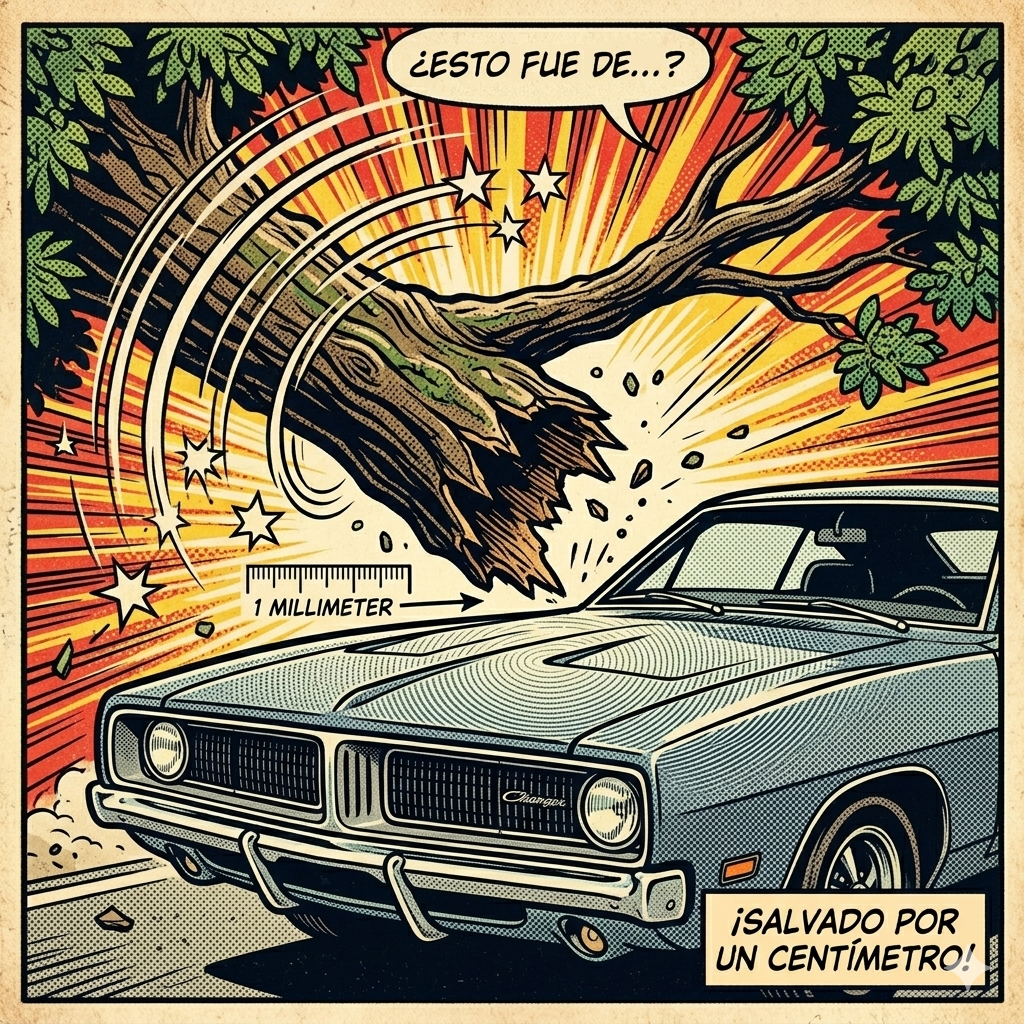 Rama de árbol cayendo sobre el coche, ¿mala suerte o coincidencia?
