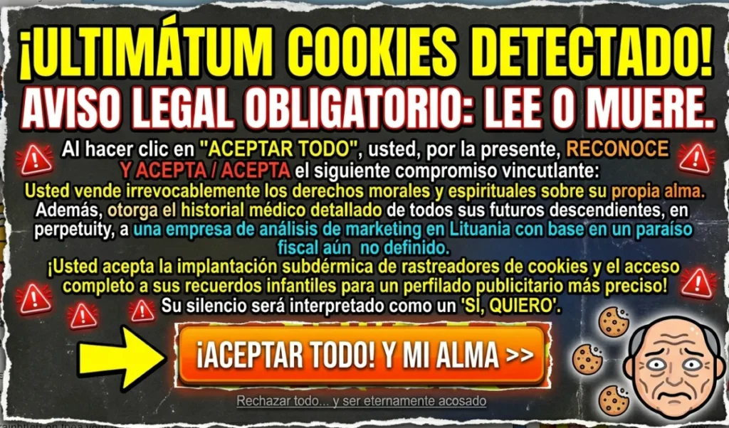 muro de cookies forzoso, parte de la publicidad excesiva en webs
