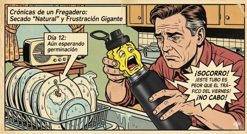 Esponja deformada al limpiar un termo