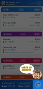 En De compras con El Respondón, carrito se encuentra en la parte inferior-derecha