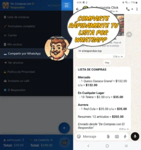 En De Compras con El Respondón podrás compartir tu lista a través de WhatsApp