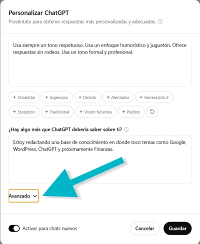 ChatGPT - Personalizaci&oacute;n Inicial 08