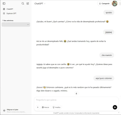 ChatGPT respondiendo de manera extraña debido a su configuración.